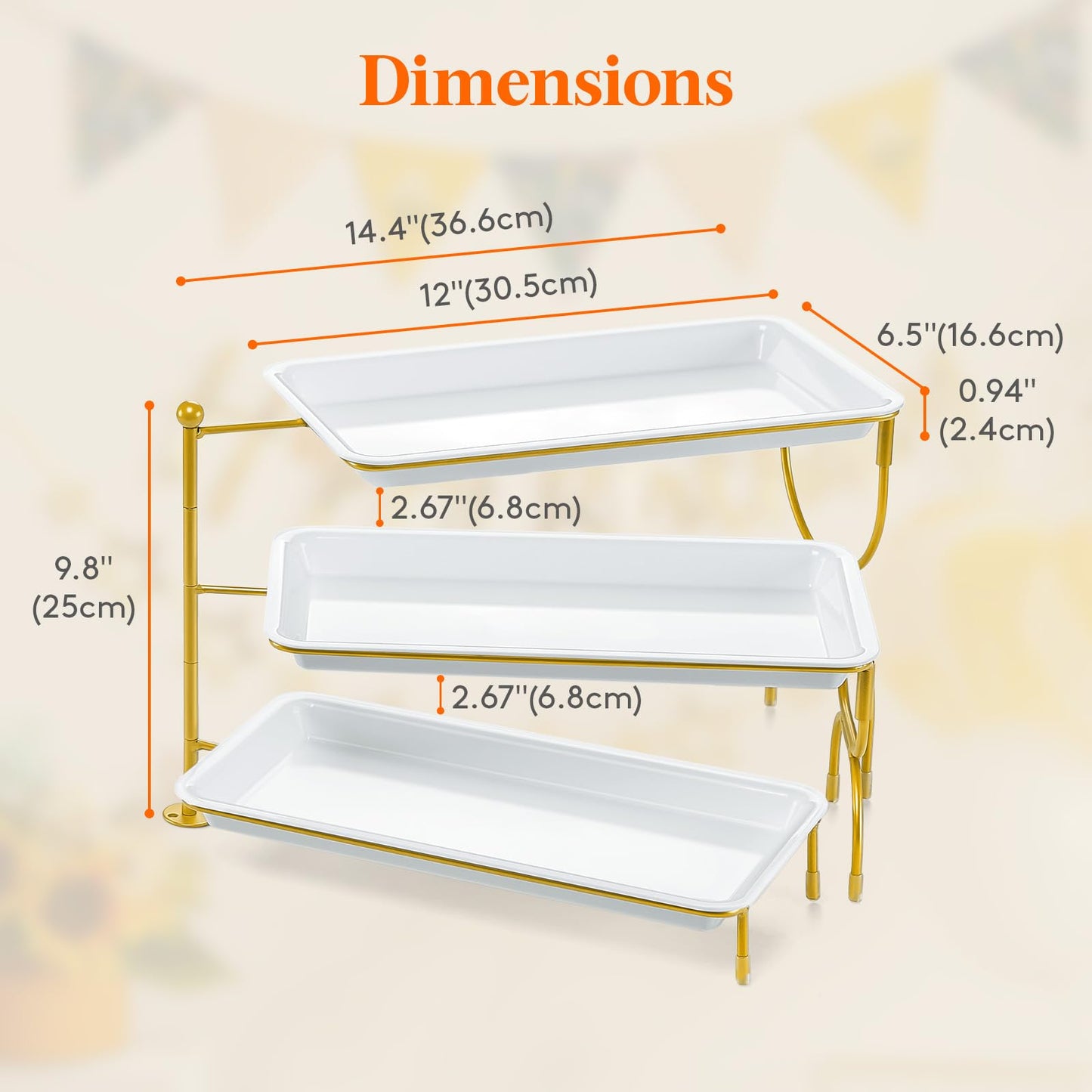 Clear Plastic Serving Tray – BPA-Free Shatterproof PET Dessert Stand for Parties, Weddings & Events | Space-Saving Display with Non-Slip Base
