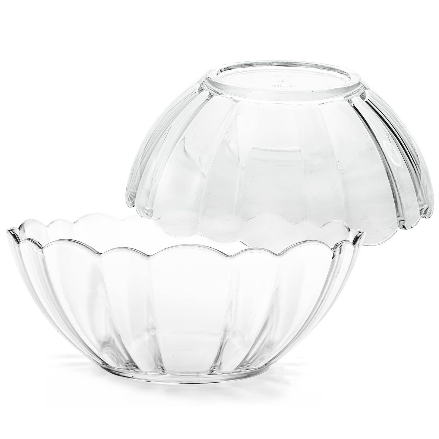 Acrylic Serving & Mixing Bowls – Clear, Flower-Shaped, Lightweight & Break-Resistant – Elegant Salad Bowls for Entertaining, Catering & Daily Use - set of 4