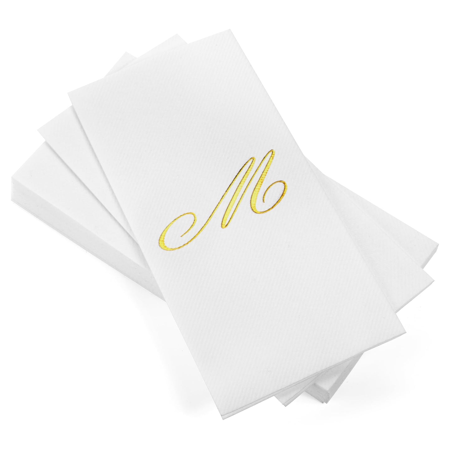Monogrammed Disposable Napkins – Linen-Feel Paper Guest Hand | Gold or Silver Letter