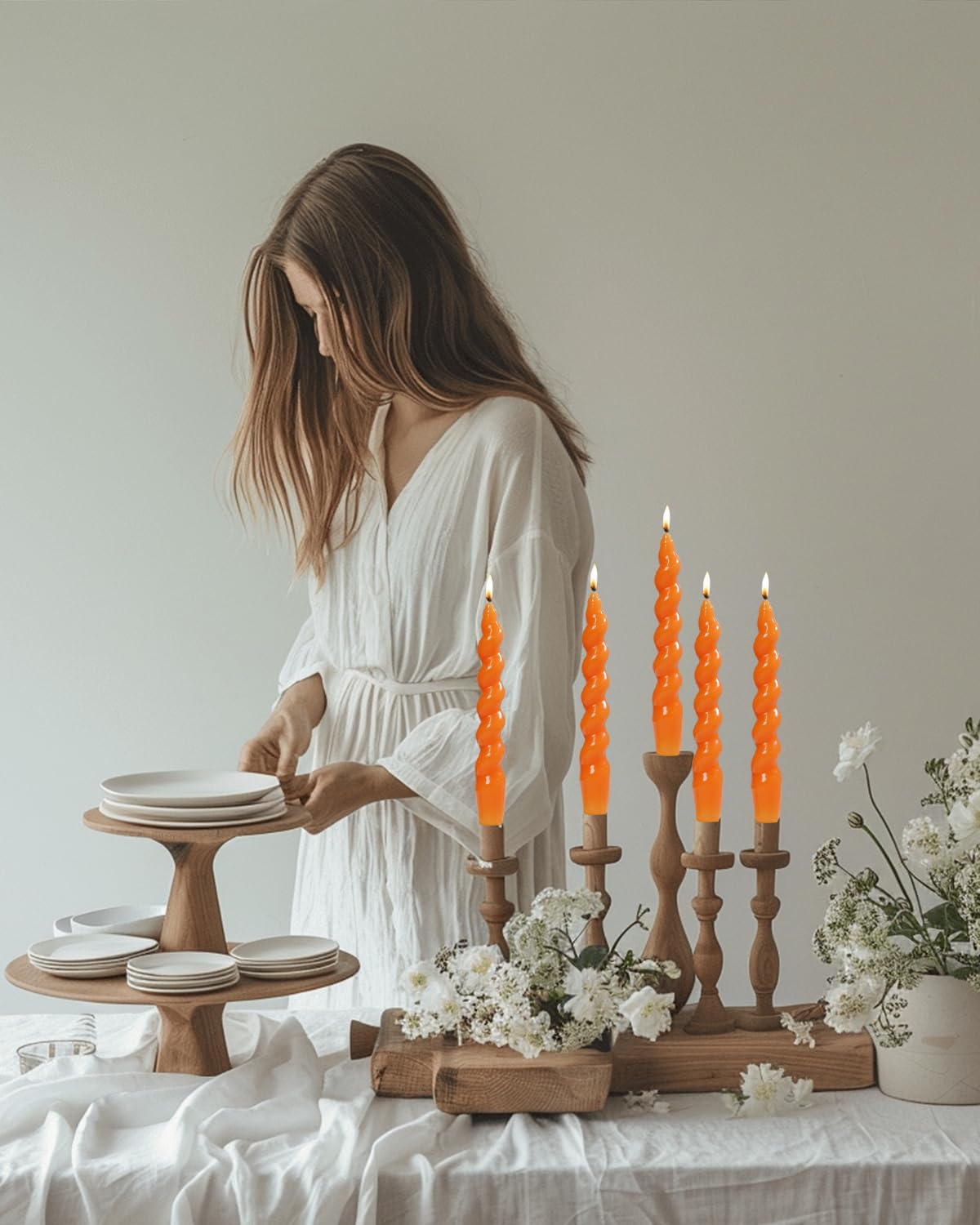 Handmade Spiral Taper Candles – 10" Unscented, Dripless (Set of 4)