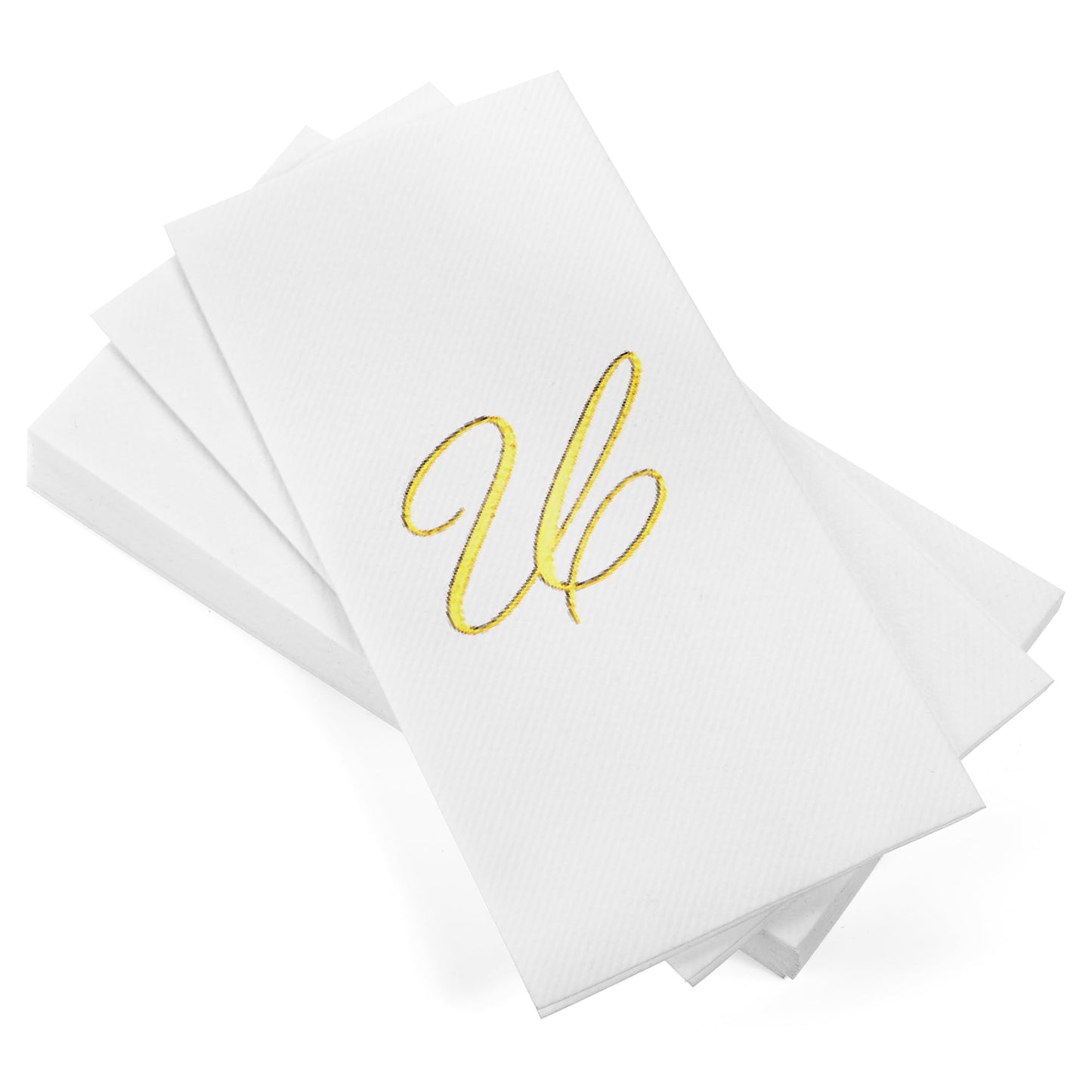 Monogrammed Disposable Napkins – Linen-Feel Paper Guest Hand | Gold or Silver Letter