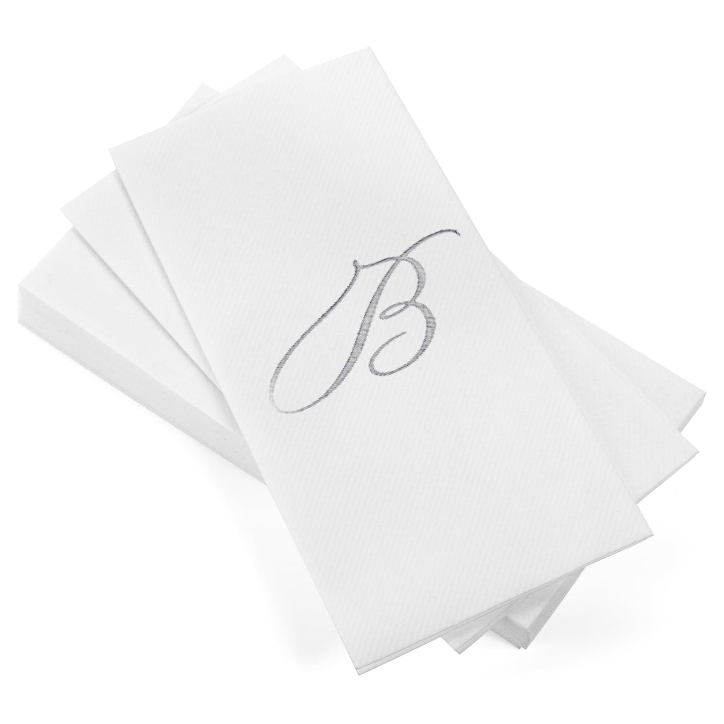 Monogrammed Disposable Napkins – Linen-Feel Paper Guest Hand | Gold or Silver Letter