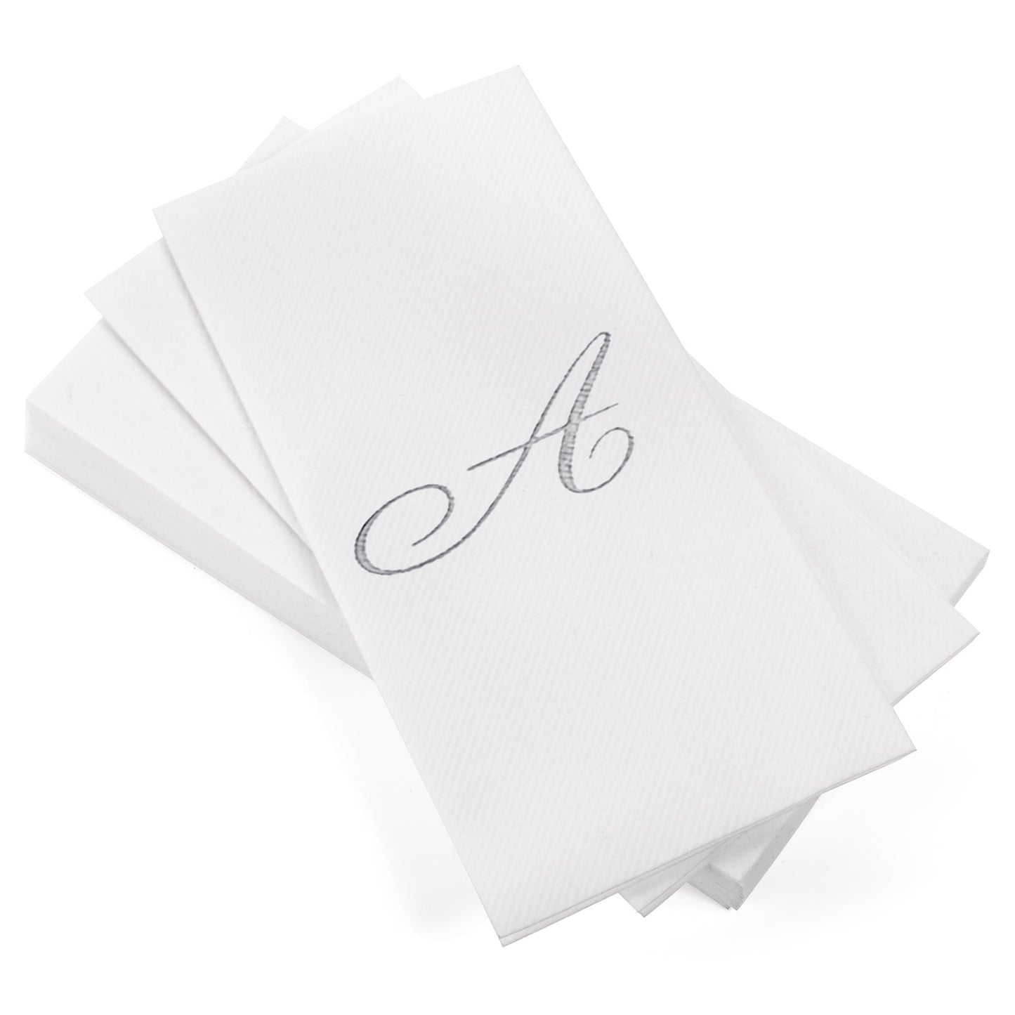 Monogrammed Disposable Napkins – Linen-Feel Paper Guest Hand | Gold or Silver Letter