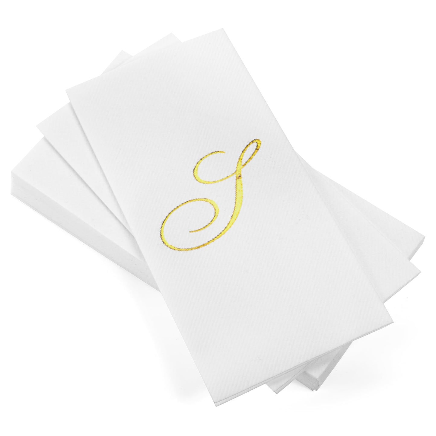 Monogrammed Disposable Napkins – Linen-Feel Paper Guest Hand | Gold or Silver Letter