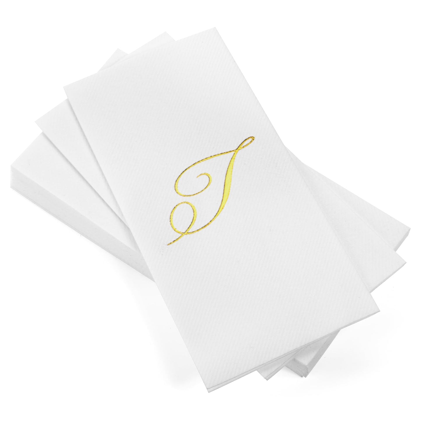 Monogrammed Disposable Napkins – Linen-Feel Paper Guest Hand | Gold or Silver Letter