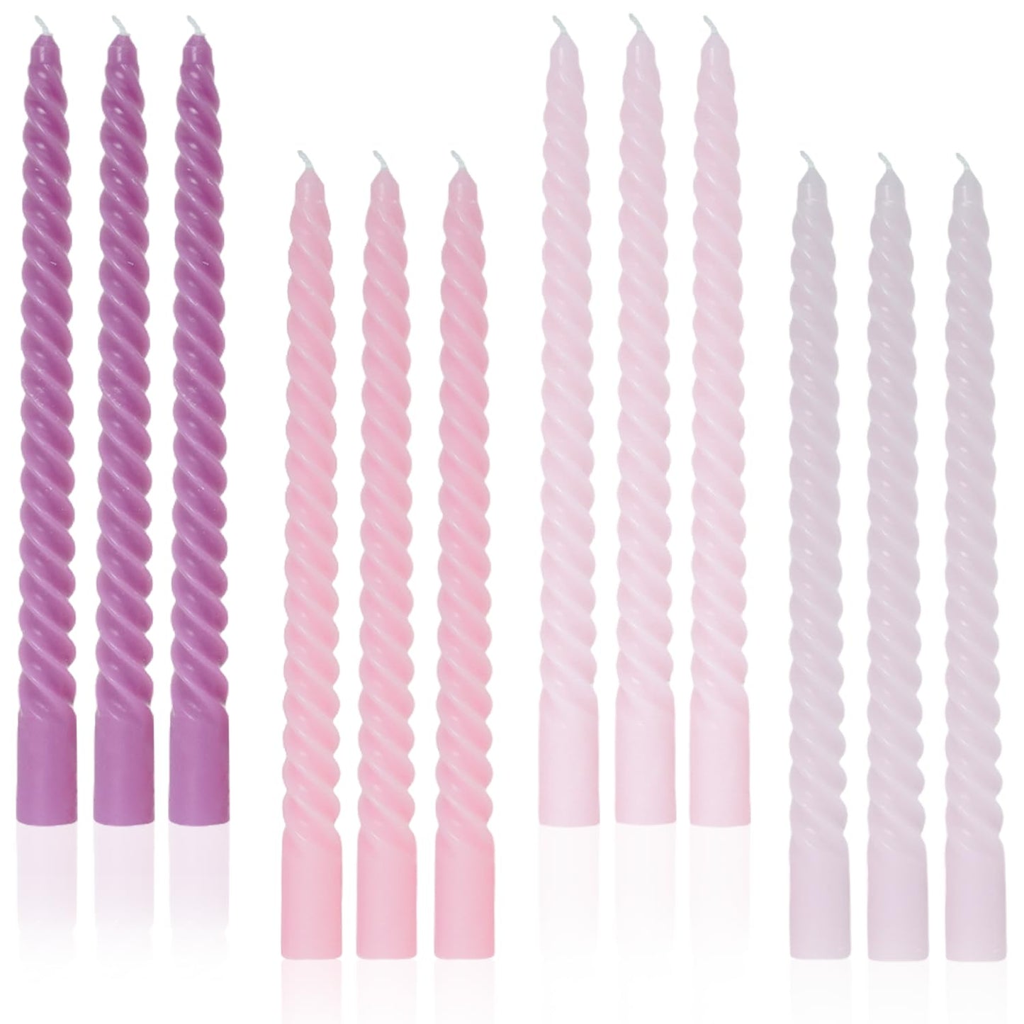 Handmade Spiral Taper Candles – 10" Unscented, Dripless (Set of 4)