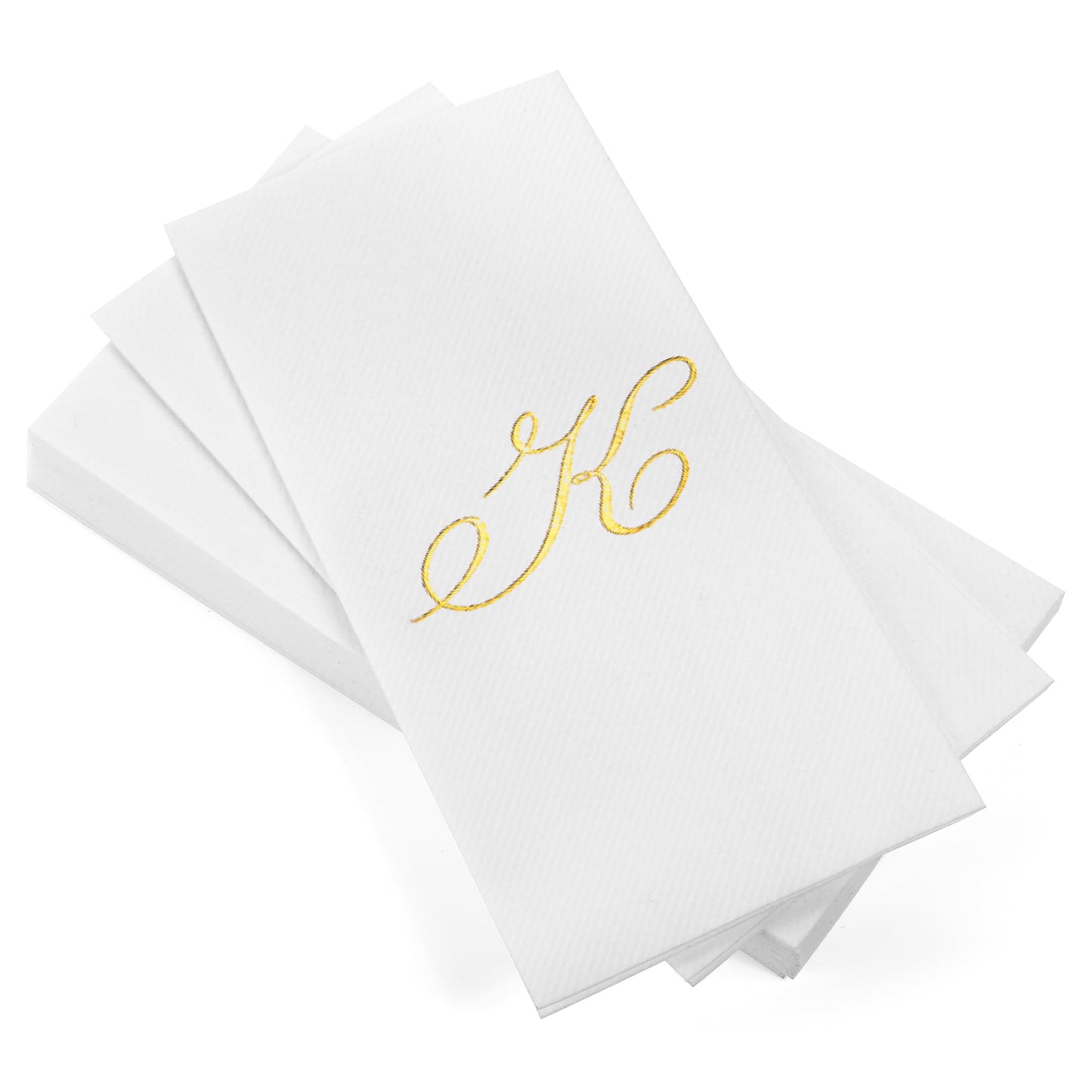 Monogrammed Disposable Napkins – Linen-Feel Paper Guest Hand | Gold or Silver Letter