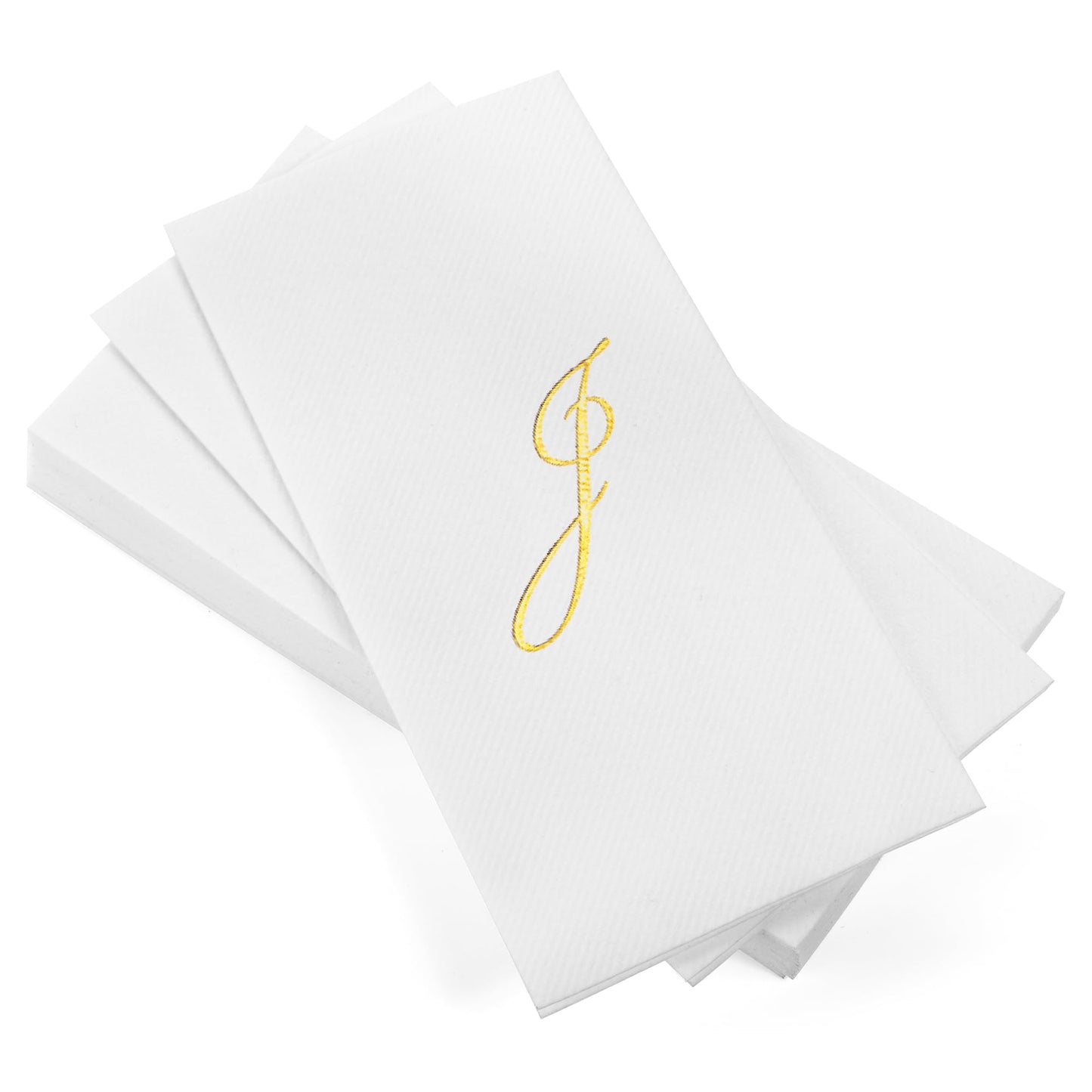 Monogrammed Disposable Napkins – Linen-Feel Paper Guest Hand | Gold or Silver Letter