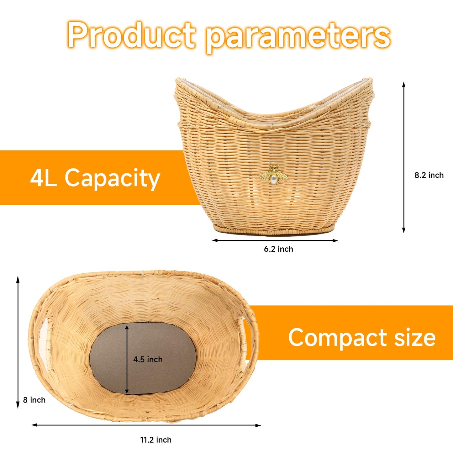 Handcrafted Rattan Ice Bucket with Acrylic Insert β 4L Leak-Proof Double Layer Design with Diatomaceous Earth Pad (Rattan)