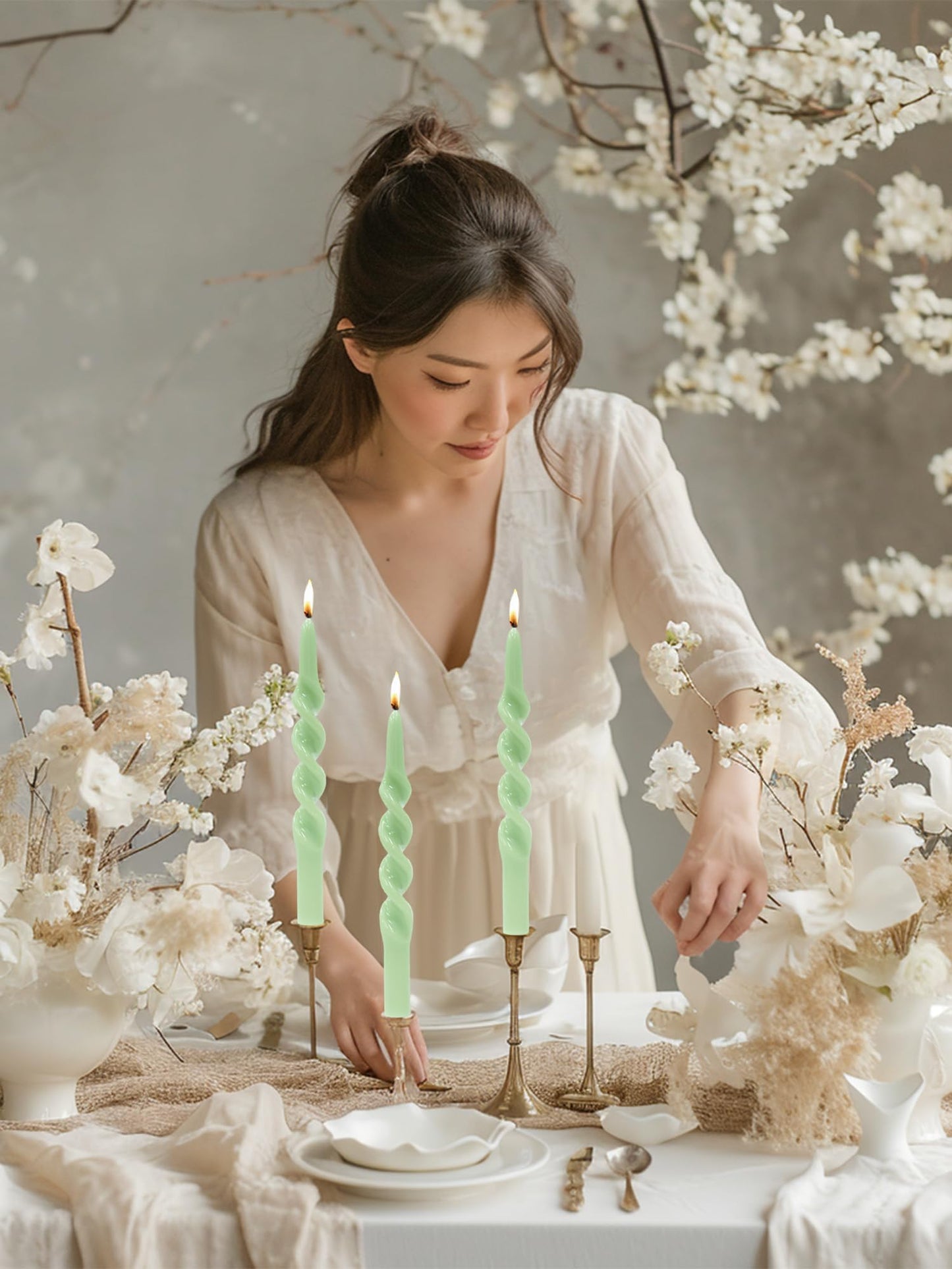 Handmade Spiral Taper Candles – 10" Unscented, Dripless (Set of 4)