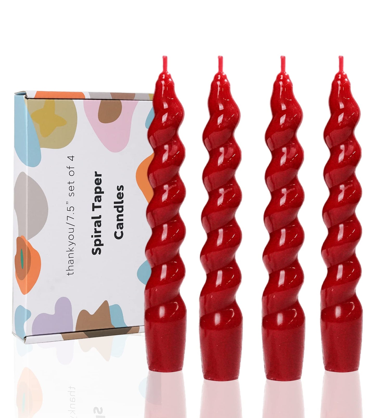 Handmade Spiral Taper Candles – 10" Unscented, Dripless (Set of 4)
