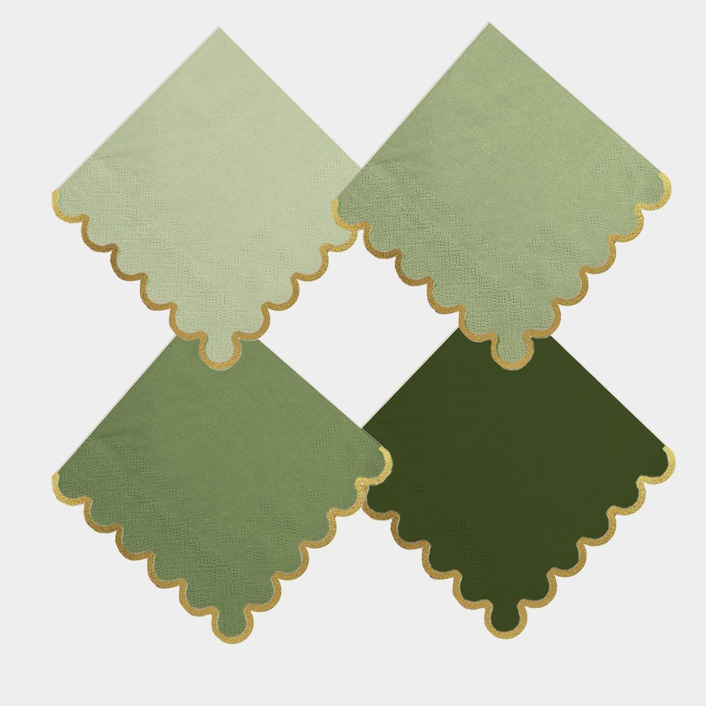 Cocktail Napkins – Scalloped Gold Foil Edge | Soft, Absorbent, Decorative Party Napkins for Weddings, Baby Showers & Events - 100 pack