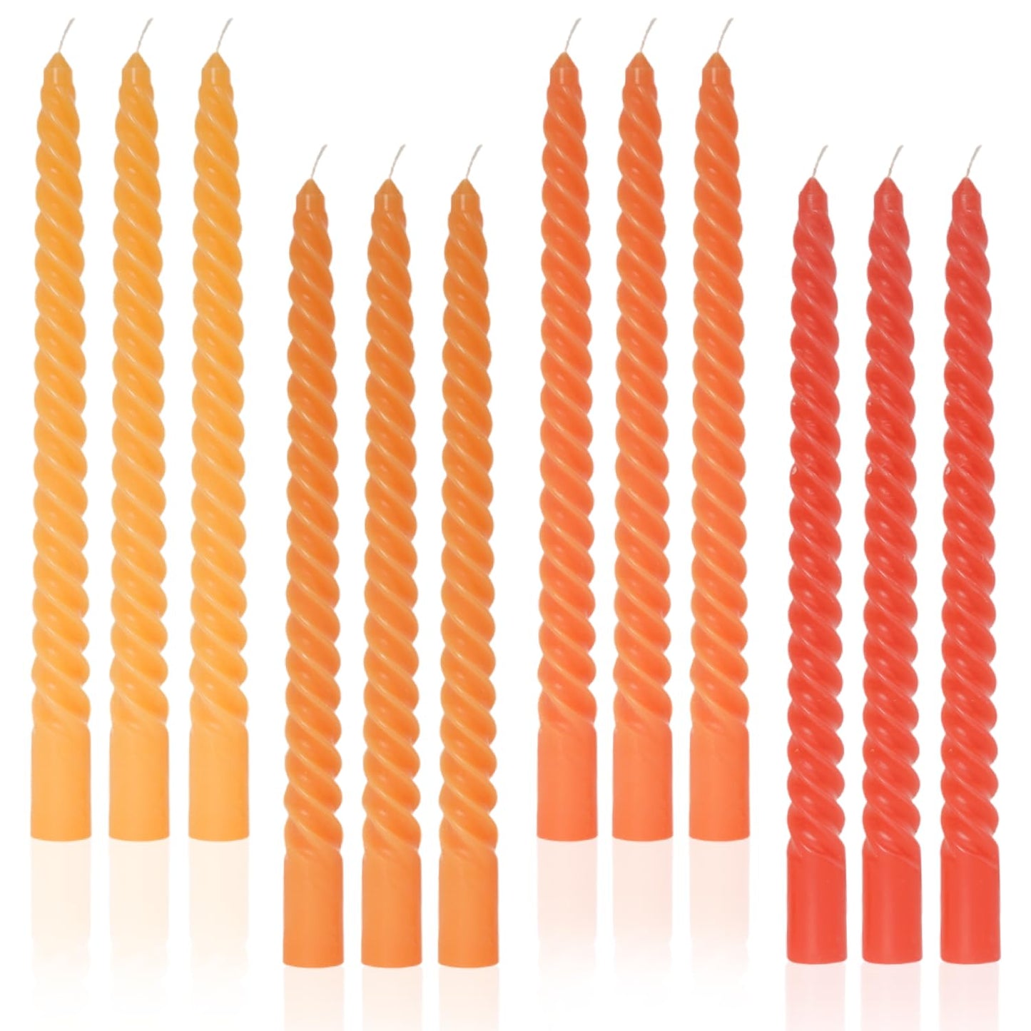 Handmade Spiral Taper Candles – 10" Unscented, Dripless (Set of 4)
