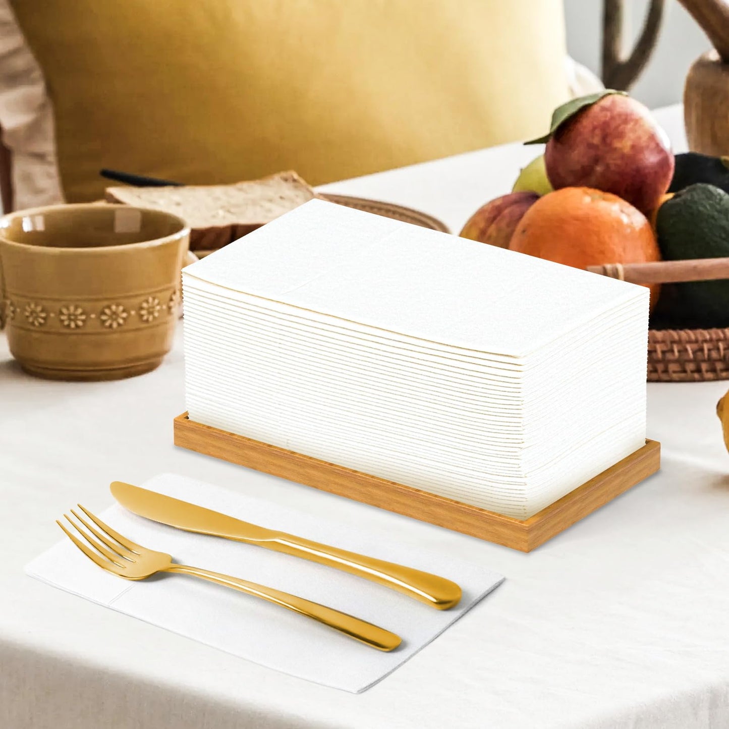 Solid Color Pocket Napkins – 50-Pack Linen-Like Paper Napkins with Silverware Pocket | Soft, Absorbent & Elegant for Dining, Weddings, and Events - Matcha Green