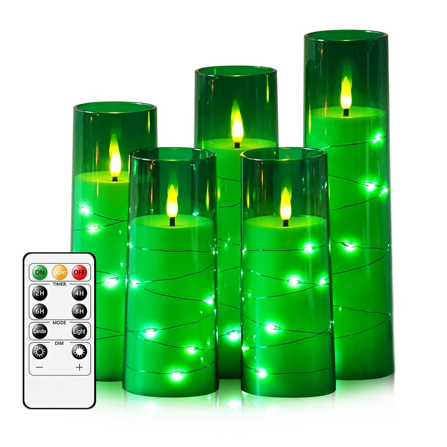 Flameless Mood Lighting Candle Set with Embedded String Lights
