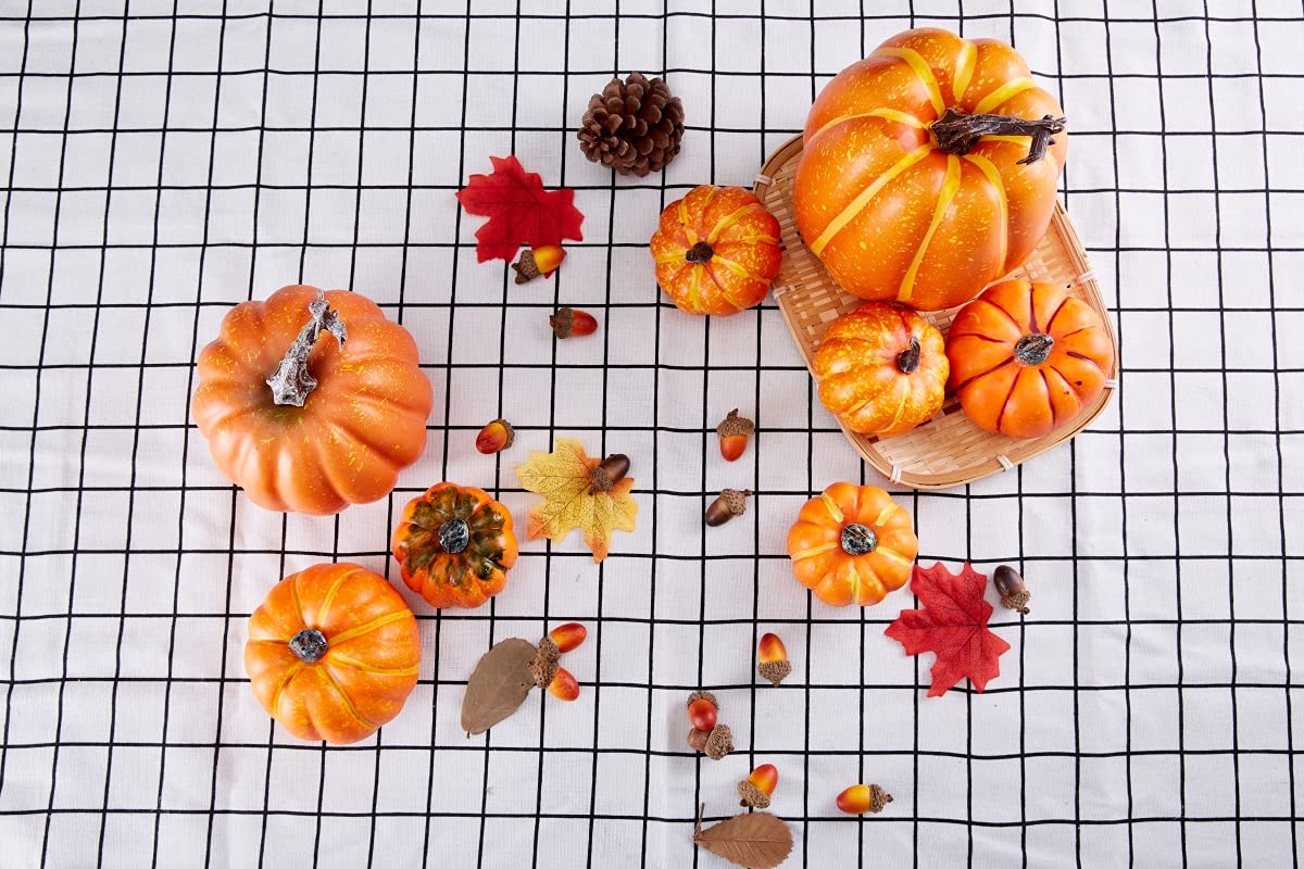 White & Gold Artificial Harvest Pumpkins – 16-Piece Fall Décor Set