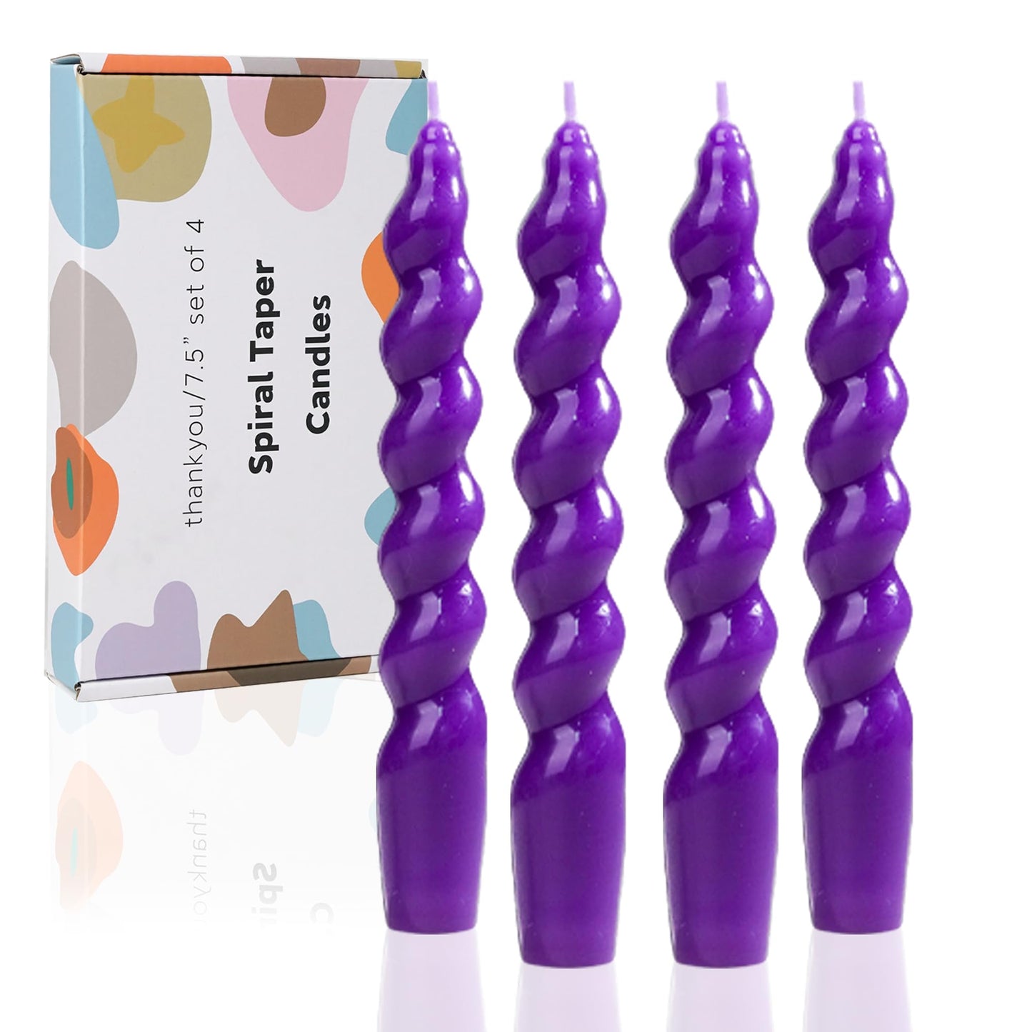 Handmade Spiral Taper Candles – 10" Unscented, Dripless (Set of 4)