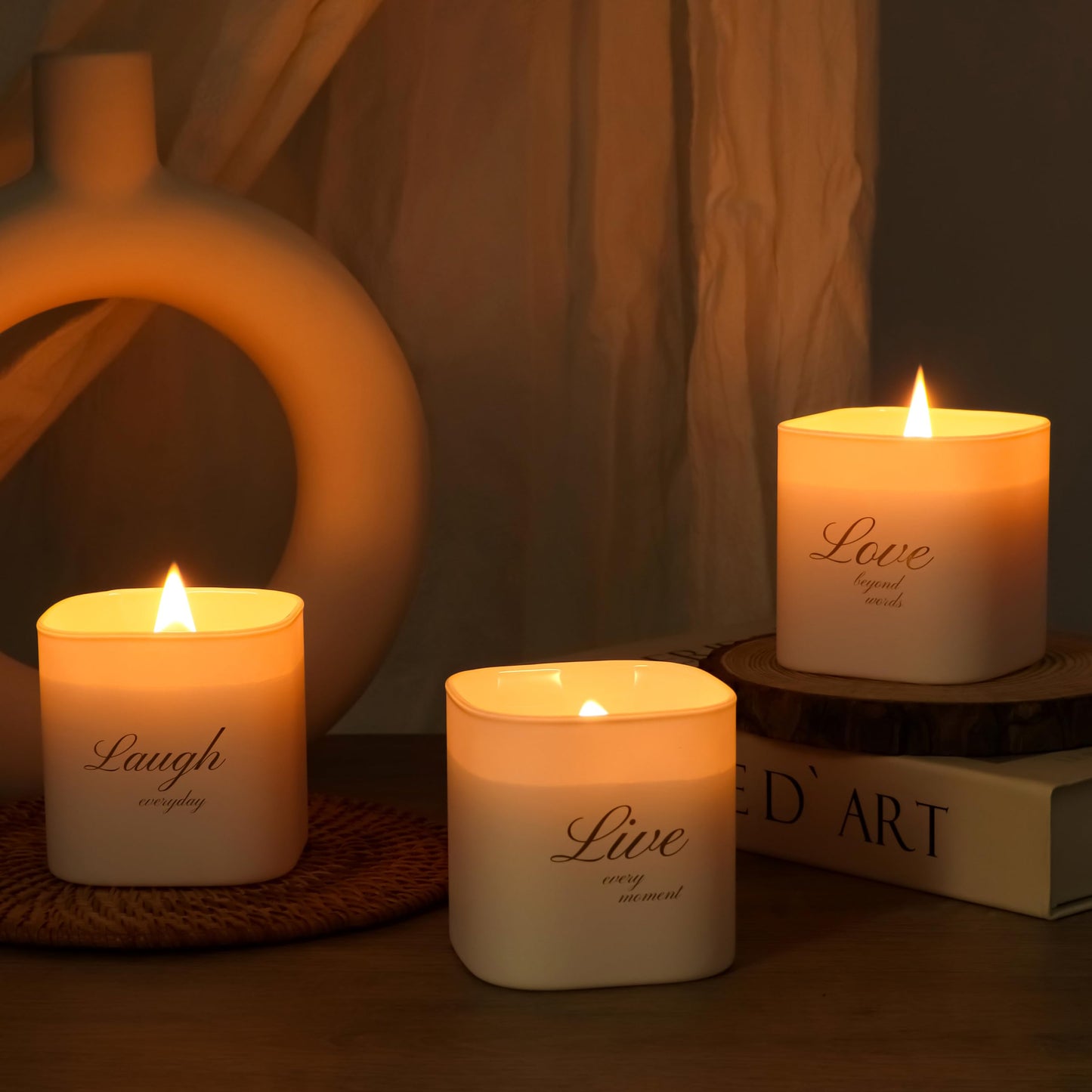 Luxury Scented Soy Candle Set – Canadian Cedar, Black Amber & Sandalwood (3-Pack)