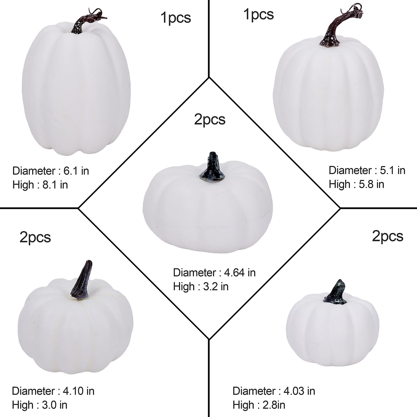 White & Gold Artificial Harvest Pumpkins – 16-Piece Fall Décor Set