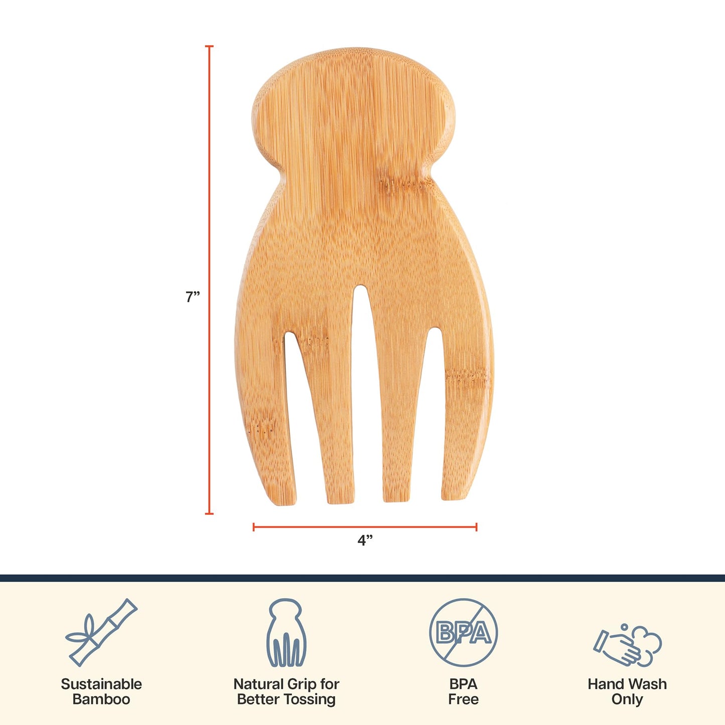 Natural Bamboo Salad Hands – Eco-Friendly Salad Tossers with Thumb Grip | Durable, Non-Slip Salad Serving Claws for Mixing & Plating