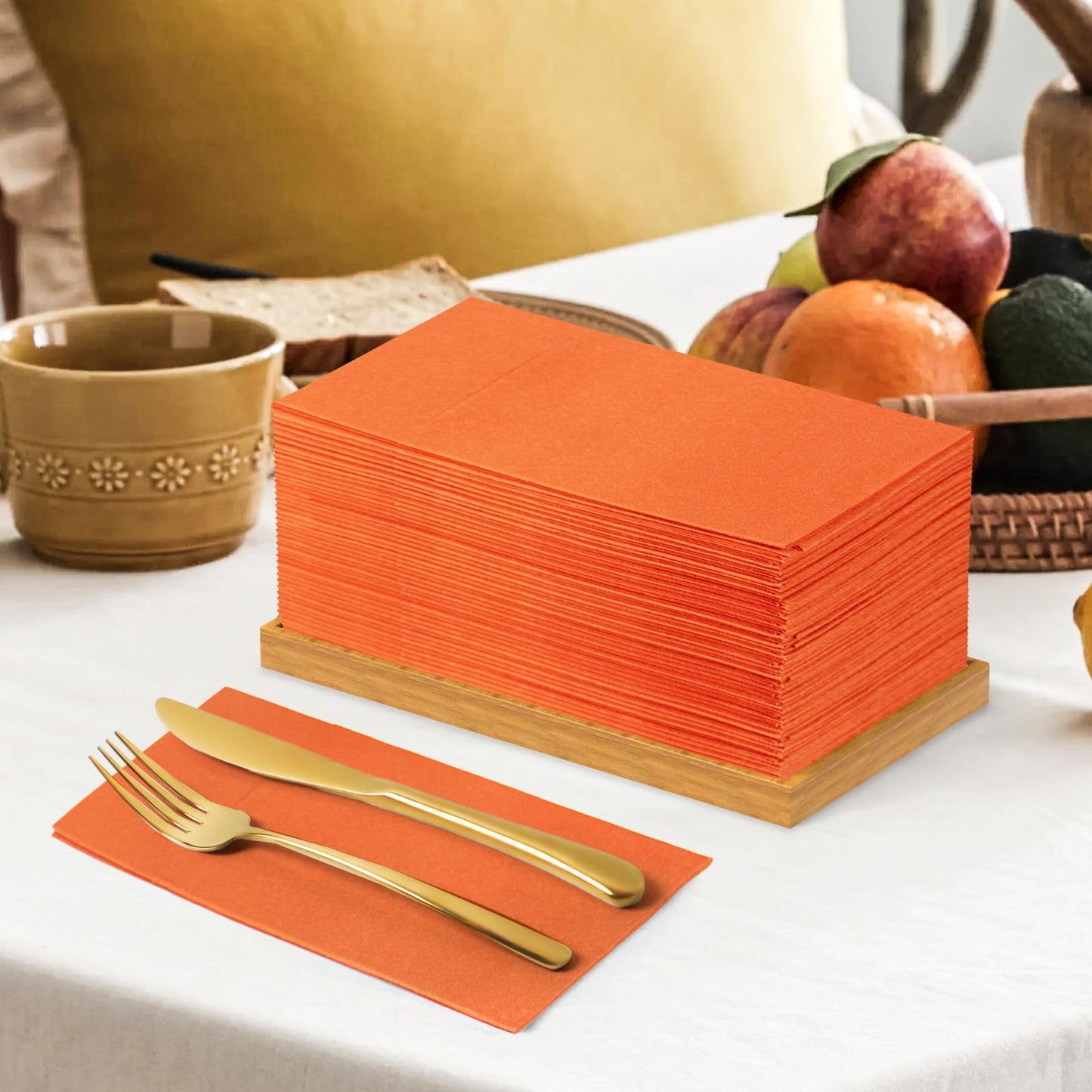 Solid Color Pocket Napkins – 50-Pack Linen-Like Paper Napkins with Silverware Pocket | Soft, Absorbent & Elegant for Dining, Weddings, and Events - Matcha Green