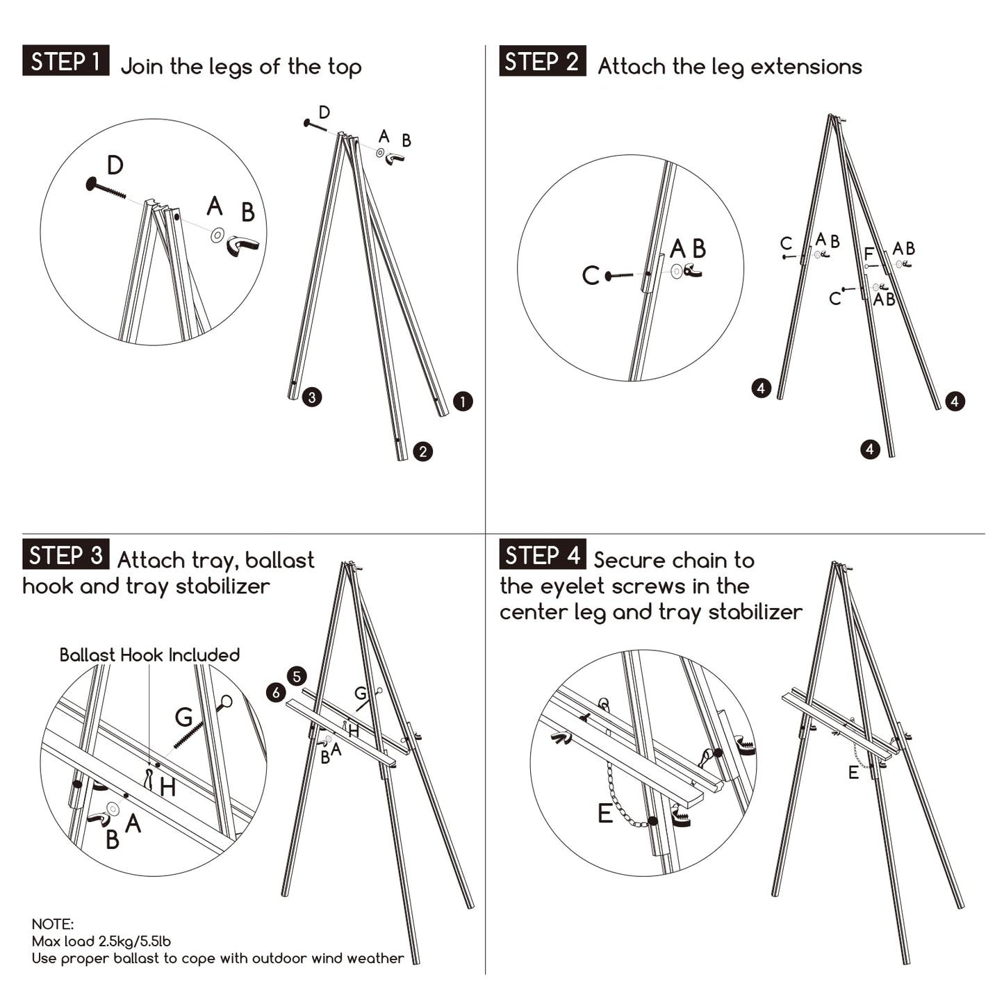 Beech Wood Display Easel – Lightweight Folding Tripod Stand for Canvas, Signs & Presentations | 64" Artist & Event Easel