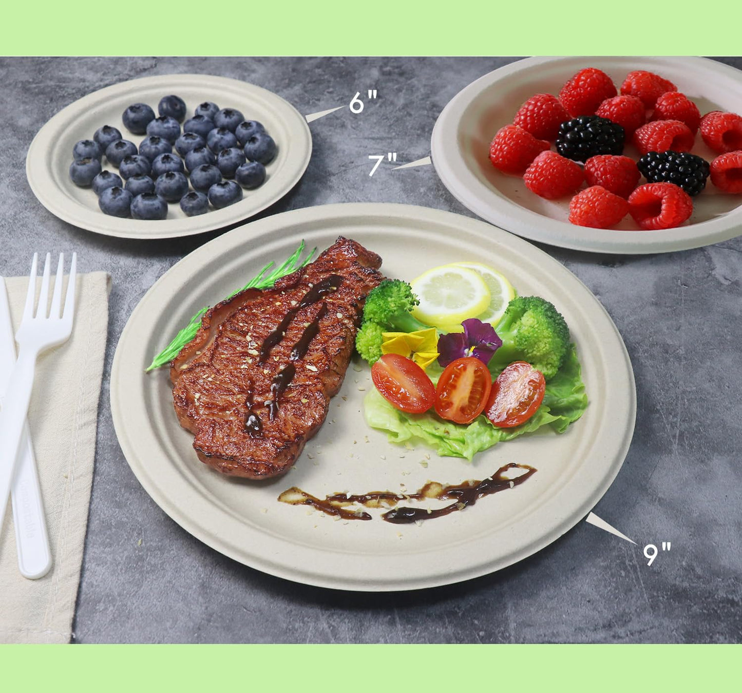 6-Inch Compostable Heavyweight Plates β 100% Biodegradable Bagasse & Bamboo Fiber (Pack of 50)