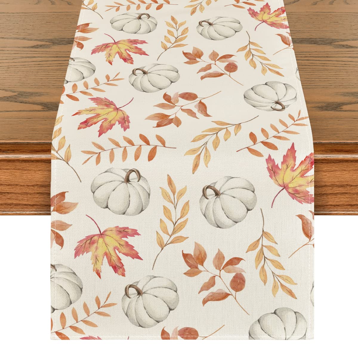 Pumpkins Fall Maple Leaves Fall Table Runner