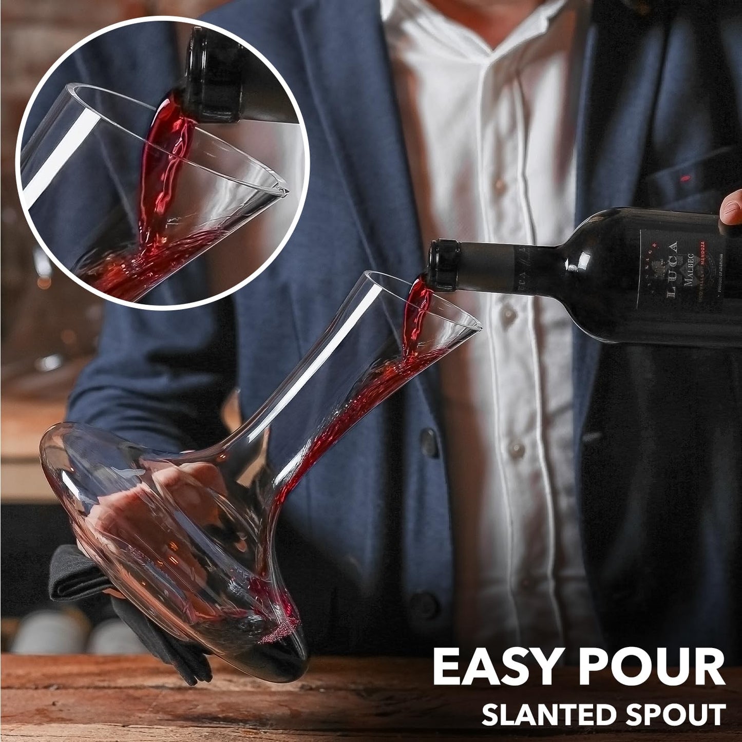 Crystal Wine Decanter - Red Wine Carafe with Aerator – 750ML