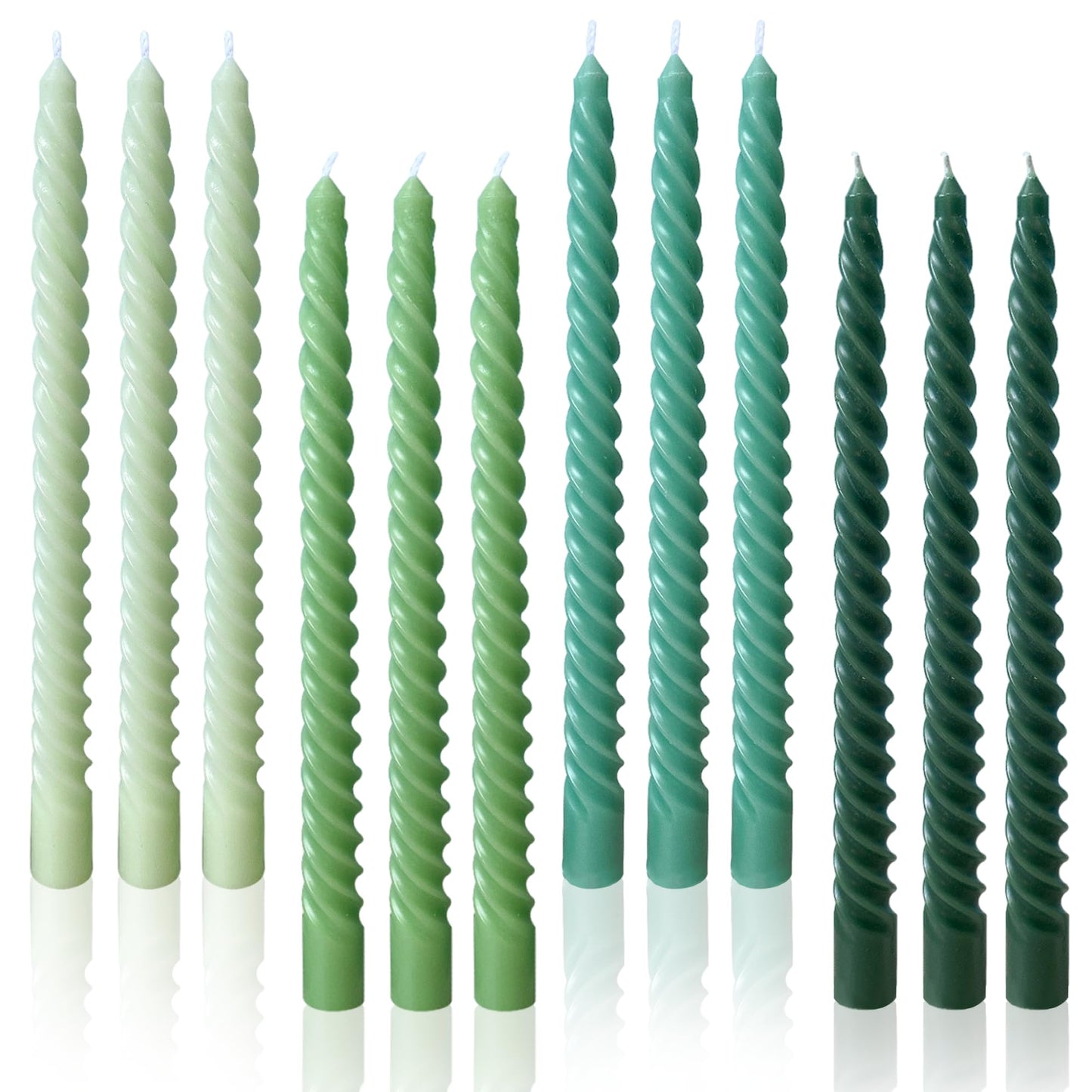 Handmade Spiral Taper Candles – 10" Unscented, Dripless (Set of 4)