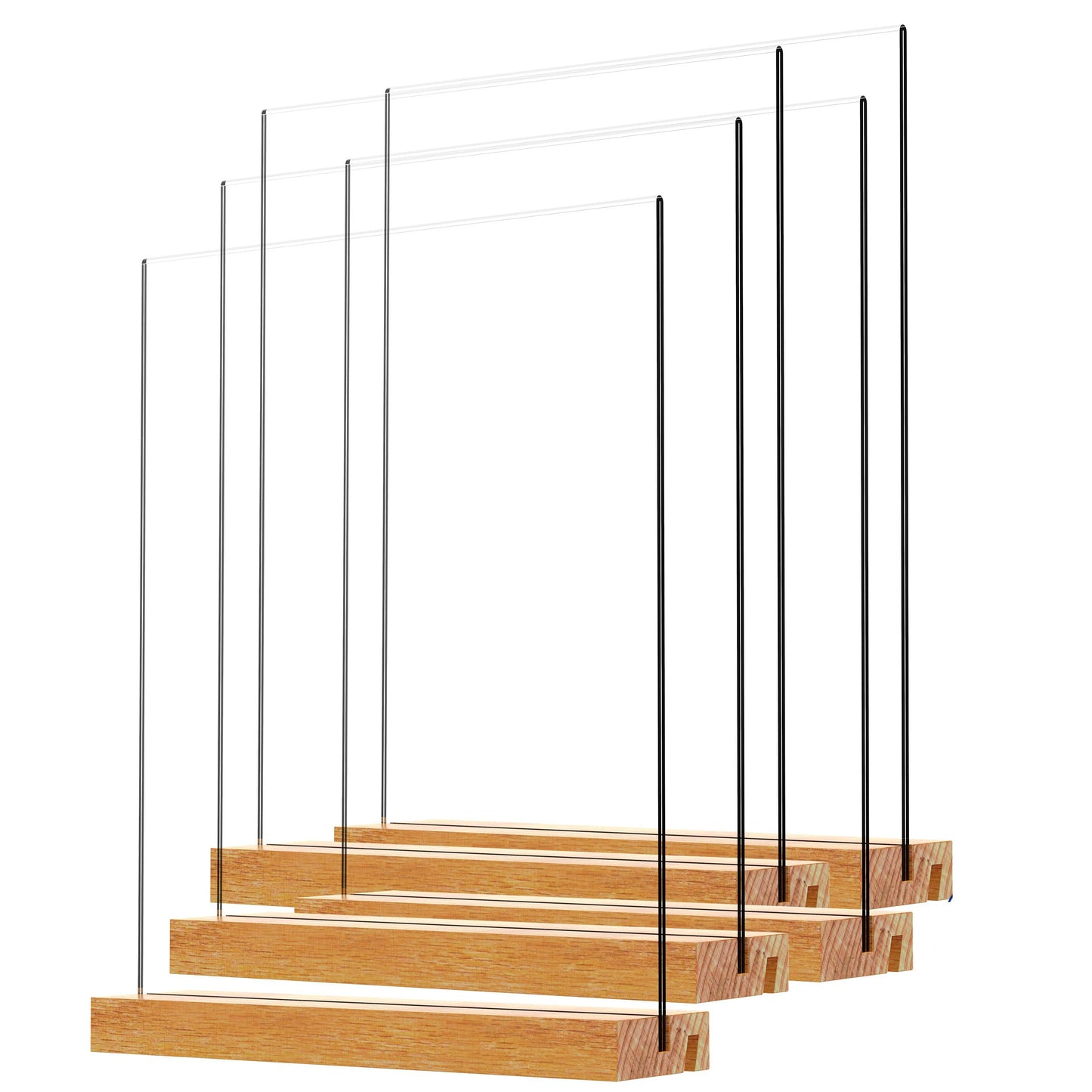 Beech Wood Acrylic Sign Holder – Double-Sided Slotted Display Stand for Menus, Signs, Promotions | Clear Acrylic Tabletop Signage