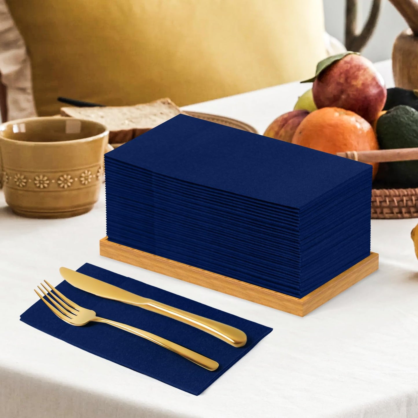 Solid Color Pocket Napkins – 50-Pack Linen-Like Paper Napkins with Silverware Pocket | Soft, Absorbent & Elegant for Dining, Weddings, and Events - Matcha Green