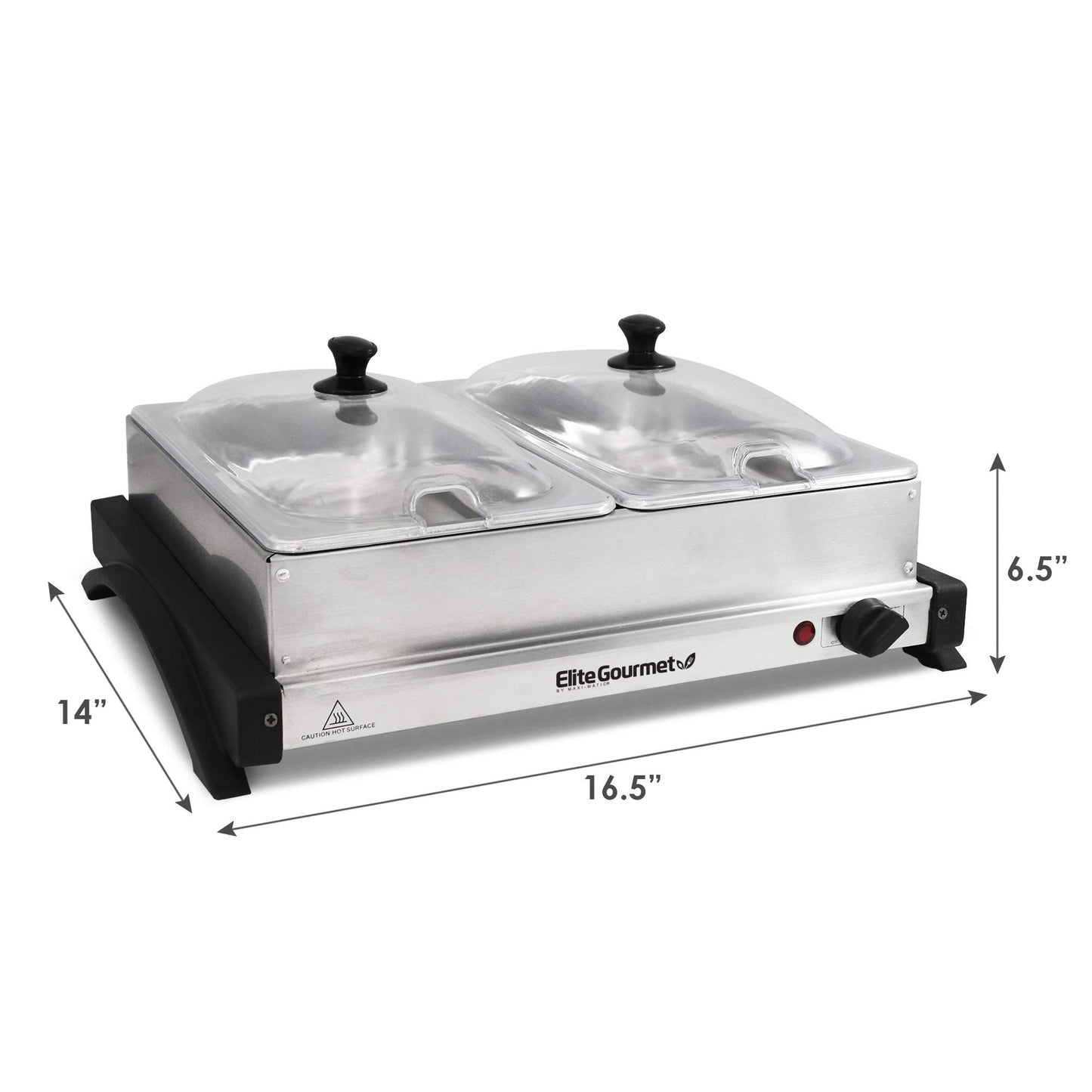 Electric Buffet Food Warmer with 3 Stainless Steel Trays & Dome Lids - Portable Warming Tray for Parties & Events