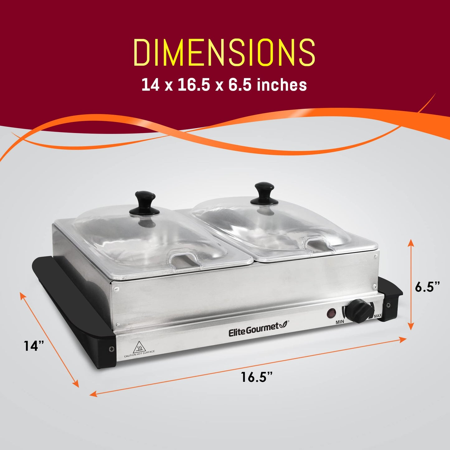 Electric Buffet Food Warmer with 3 Stainless Steel Trays & Dome Lids - Portable Warming Tray for Parties & Events