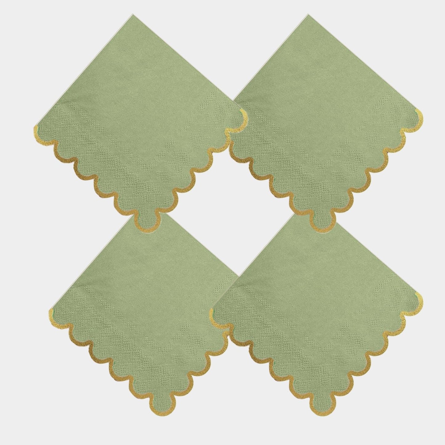 Cocktail Napkins – Scalloped Gold Foil Edge | Soft, Absorbent, Decorative Party Napkins for Weddings, Baby Showers & Events - 100 pack