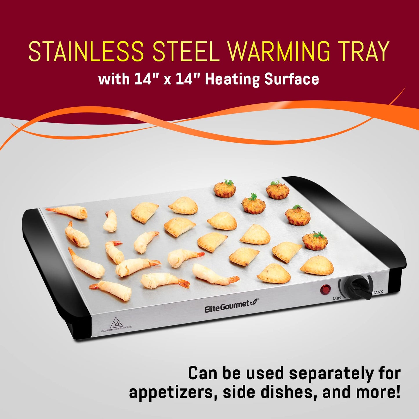 Electric Buffet Food Warmer with 3 Stainless Steel Trays & Dome Lids - Portable Warming Tray for Parties & Events
