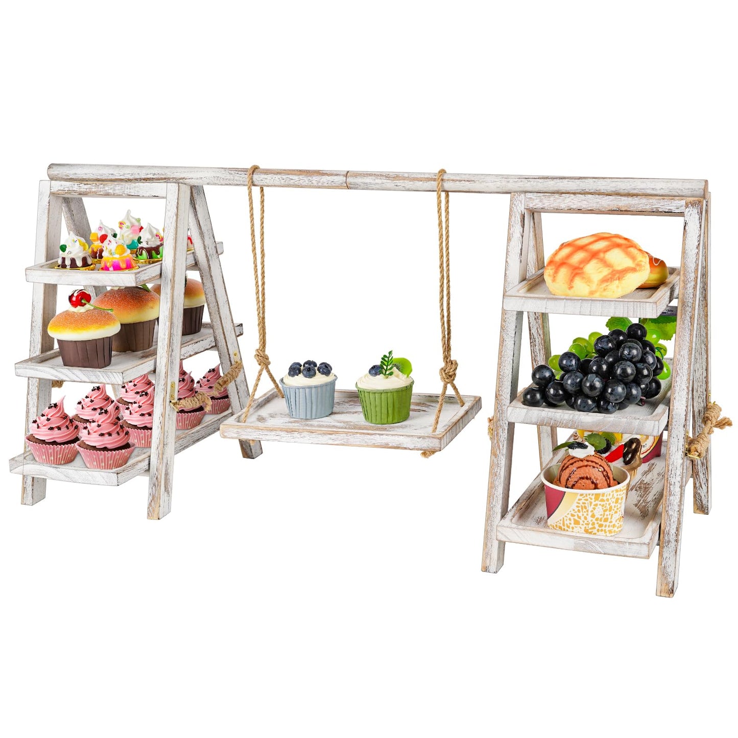 Rustic 3-Tier Wooden Cupcake Stand – Paulownia Wood Dessert Display Tower for Parties, Weddings, Events & Home Entertaining