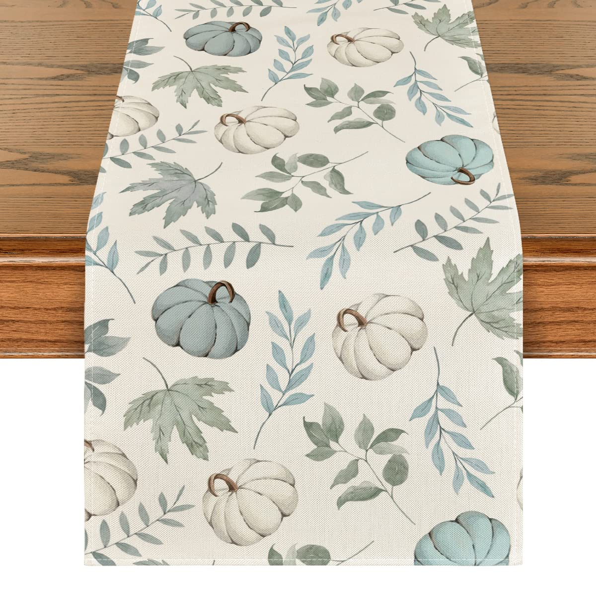 Pumpkins Fall Maple Leaves Fall Table Runner