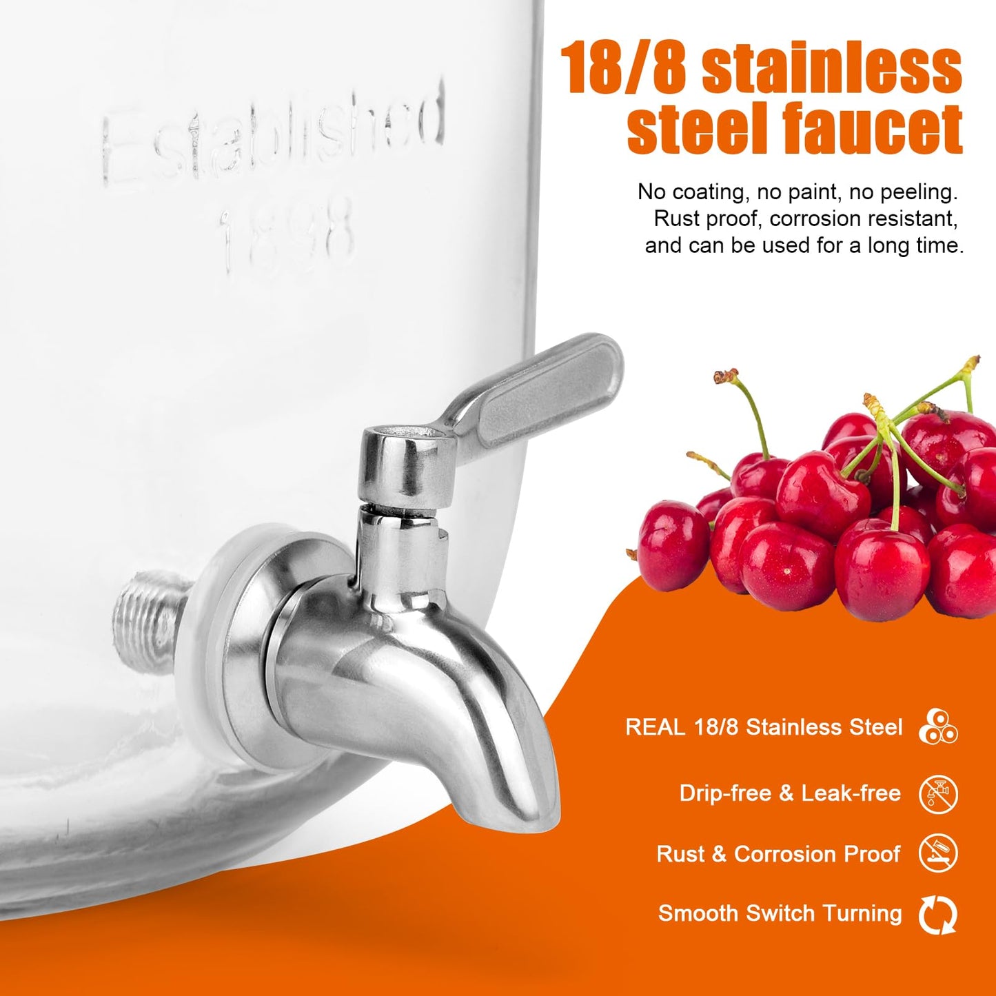 2-Gallon Glass Drink Dispenser Set with Stainless Steel Spigots & Chalkboard Tags – Dual Beverage Dispensers with Metal Stand