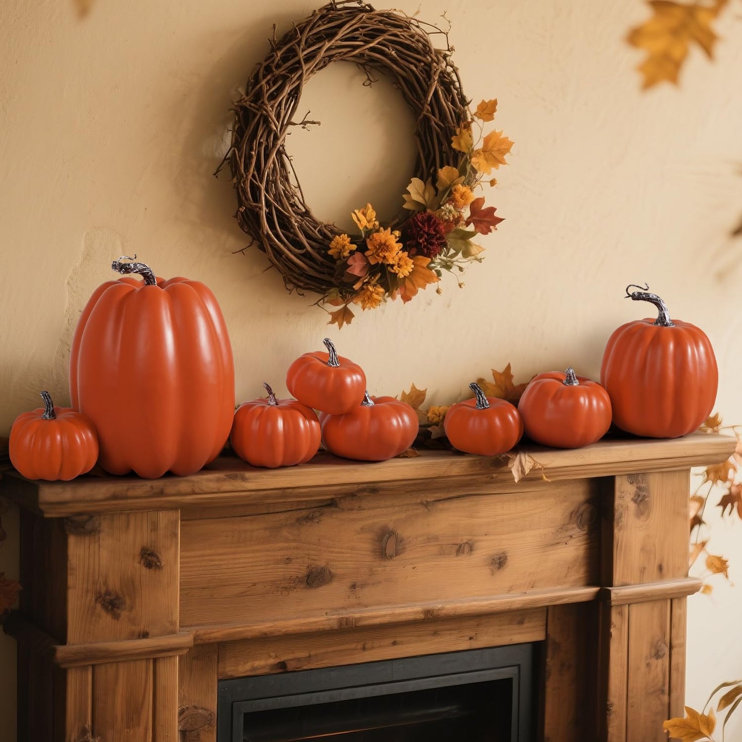 White & Gold Artificial Harvest Pumpkins – 16-Piece Fall Décor Set