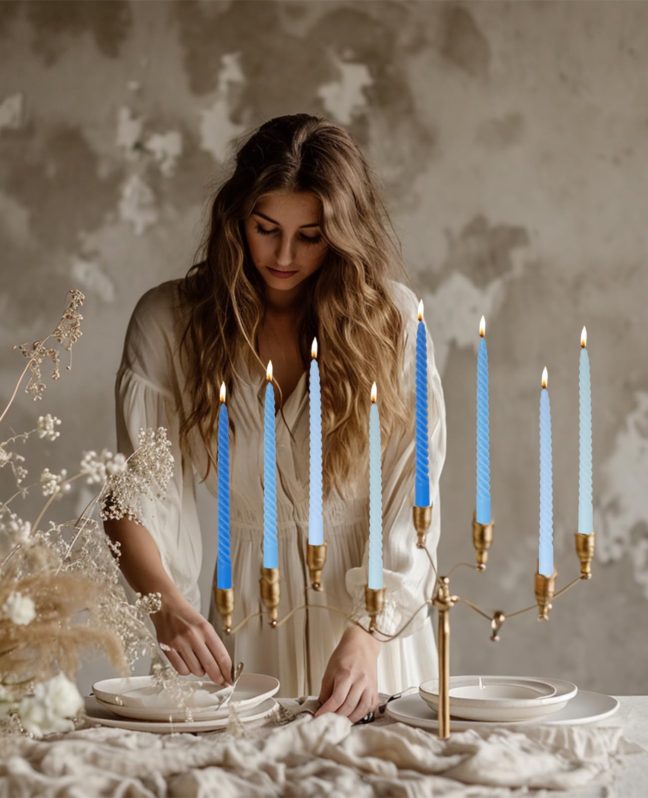 Handmade Spiral Taper Candles – 10" Unscented, Dripless (Set of 4)