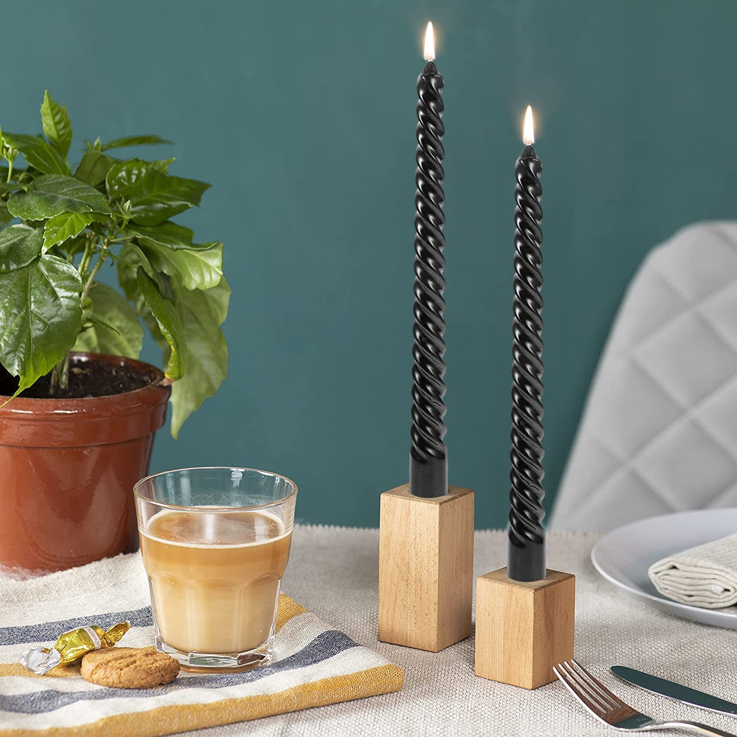 Handmade Spiral Taper Candles – 10" Unscented, Dripless (Set of 4)