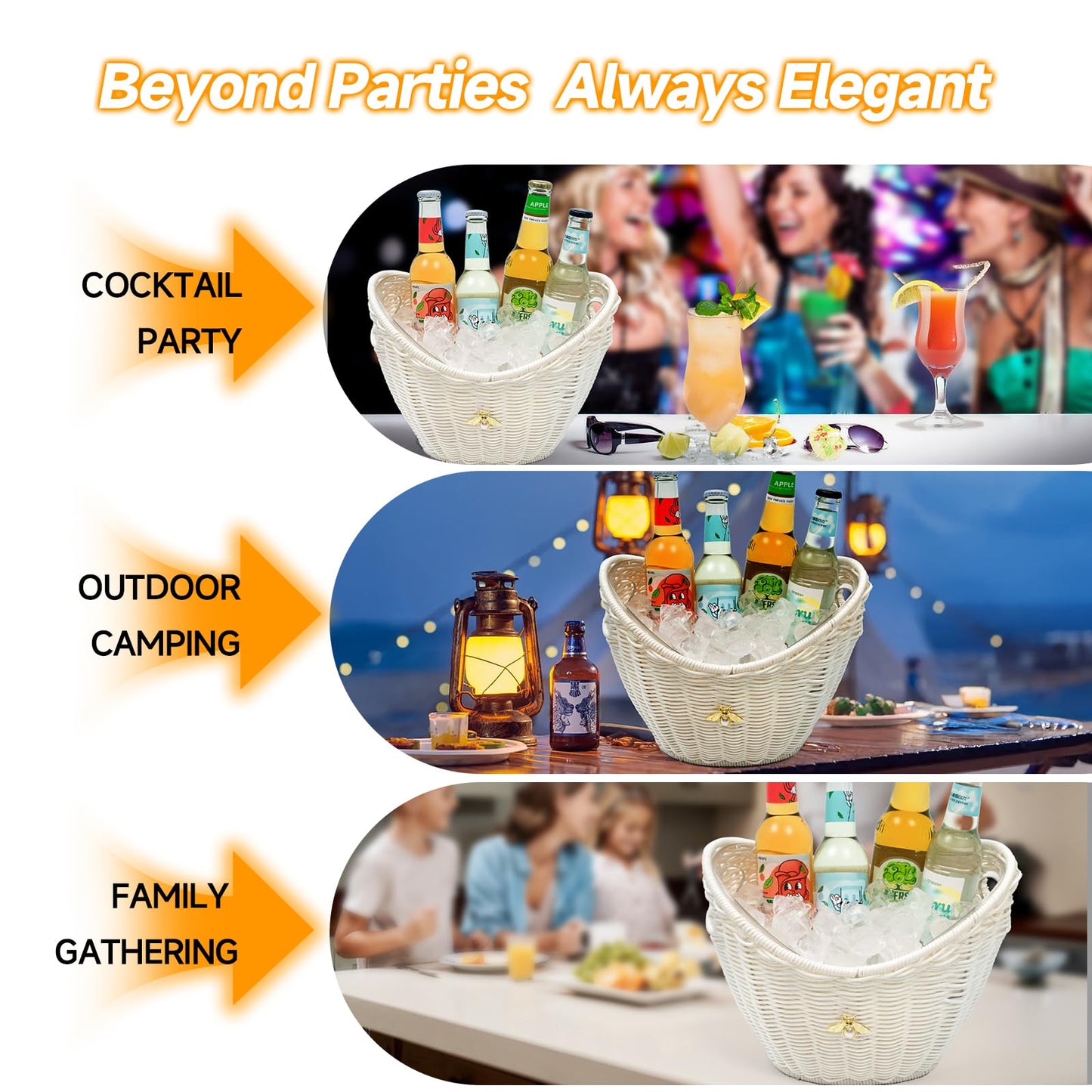 Handcrafted Rattan Ice Bucket with Acrylic Insert β 4L Leak-Proof Double Layer Design with Diatomaceous Earth Pad (Rattan)