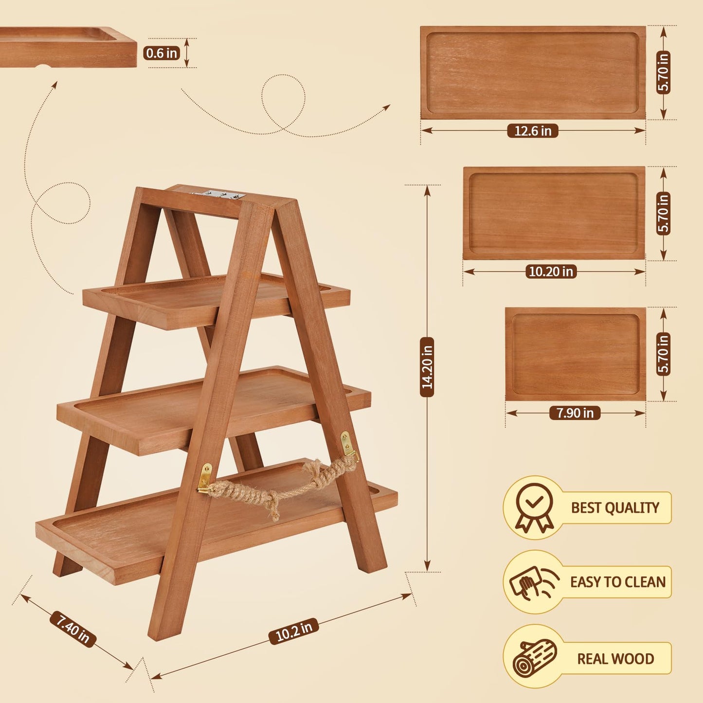 Rustic 3-Tier Wooden Cupcake Stand – Paulownia Wood Dessert Display Tower for Parties, Weddings, Events & Home Entertaining