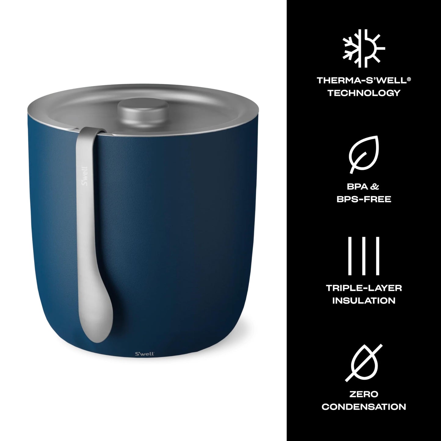 AestheticTriple-Layered Ice Bucket with Tongs – Vacuum-Insulated, Stainless Steel, Condensation-Free