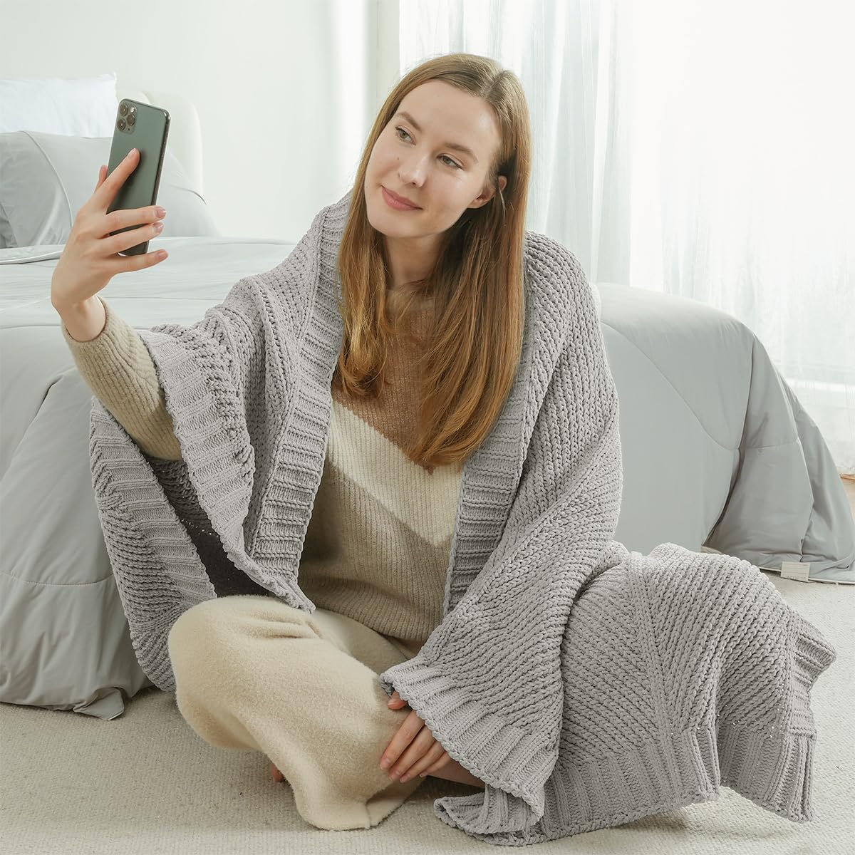 Home Chunky Knit Throw Blanket