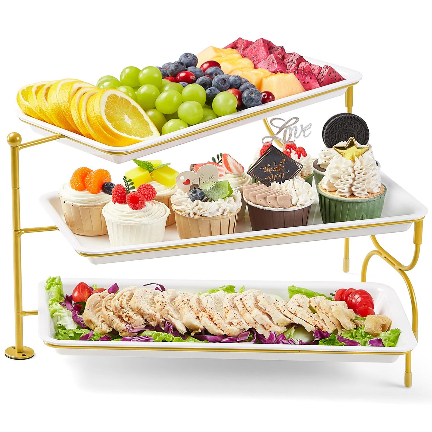 Clear Plastic Serving Tray – BPA-Free Shatterproof PET Dessert Stand for Parties, Weddings & Events | Space-Saving Display with Non-Slip Base