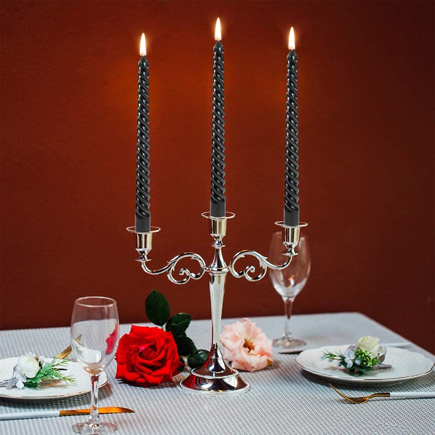Handmade Spiral Taper Candles – 10" Unscented, Dripless (Set of 4)