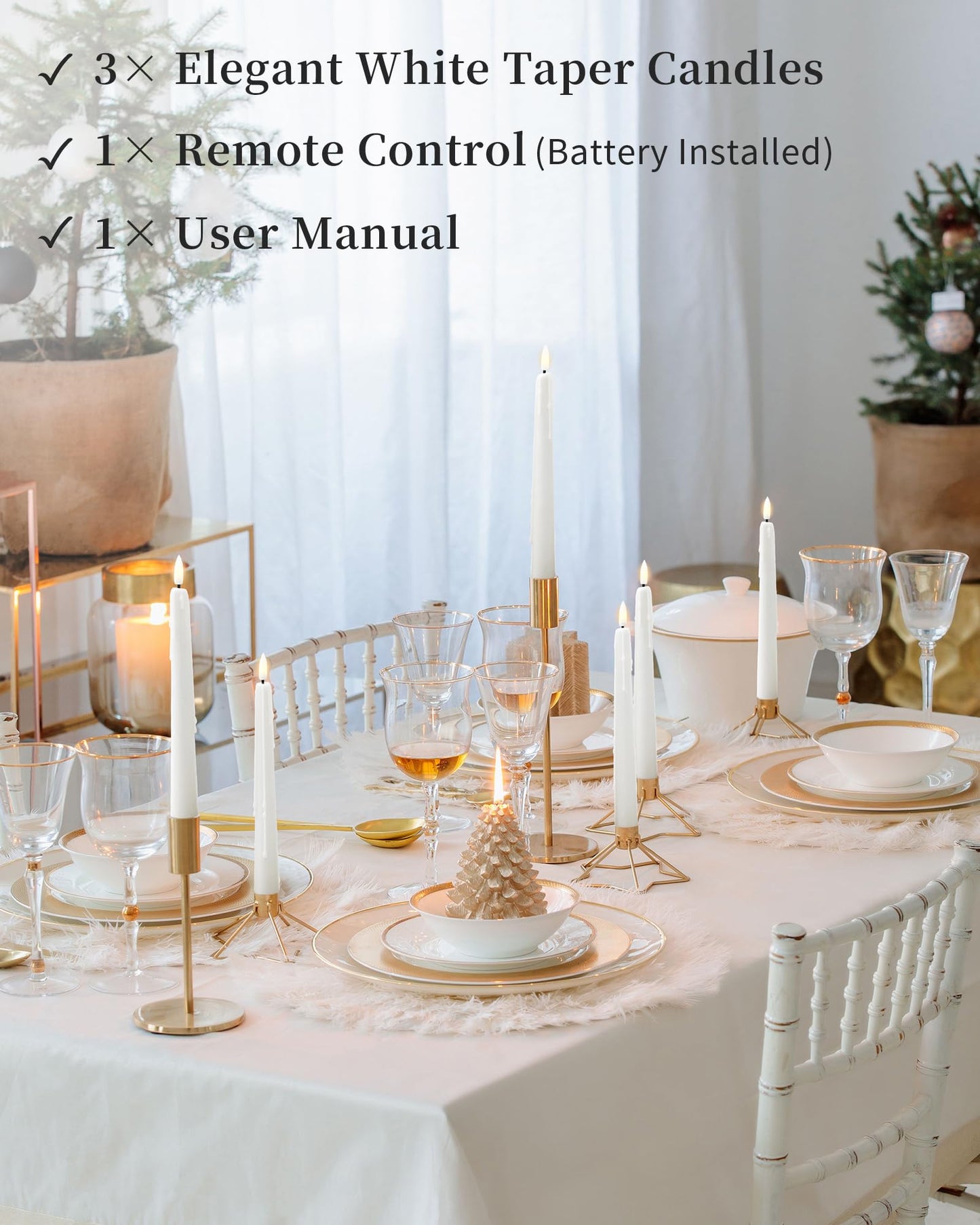Black Wax Drip Flameless Taper Candles – Set of 6 LED Candles with Remote Control