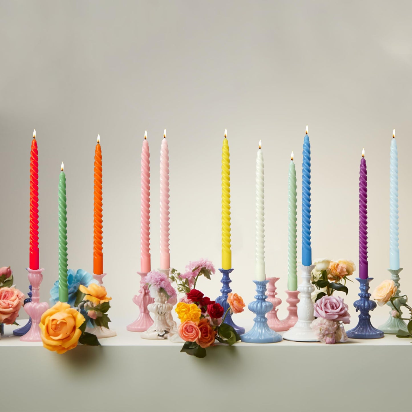 Handmade Spiral Taper Candles – 10" Unscented, Dripless (Set of 4)